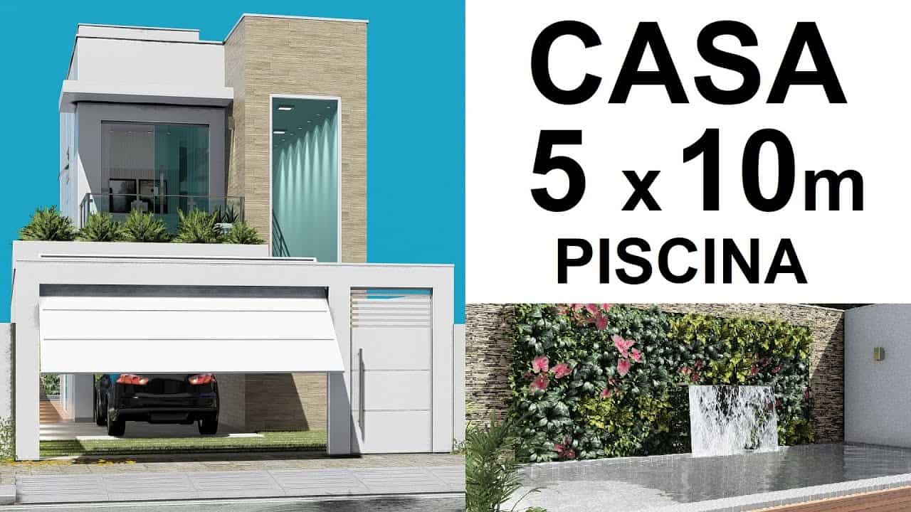 SOBRADO PEQUENO E BARATO DE 5 x 10 METROS - PISCINA COM CASCATA -  .br