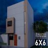 Casa de 6 x 6 metros com 3 quartos em 3 andares